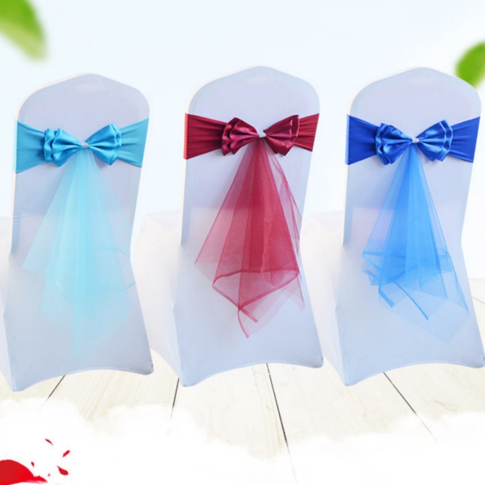 Chair Sash Organza - Elastyczne wstążki z organzy z kokardą,