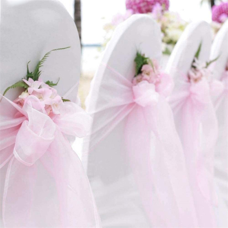 Chair Sash Organza - 10/50/100PCS Dekoracja krzesła weselnego Organza Szarfy