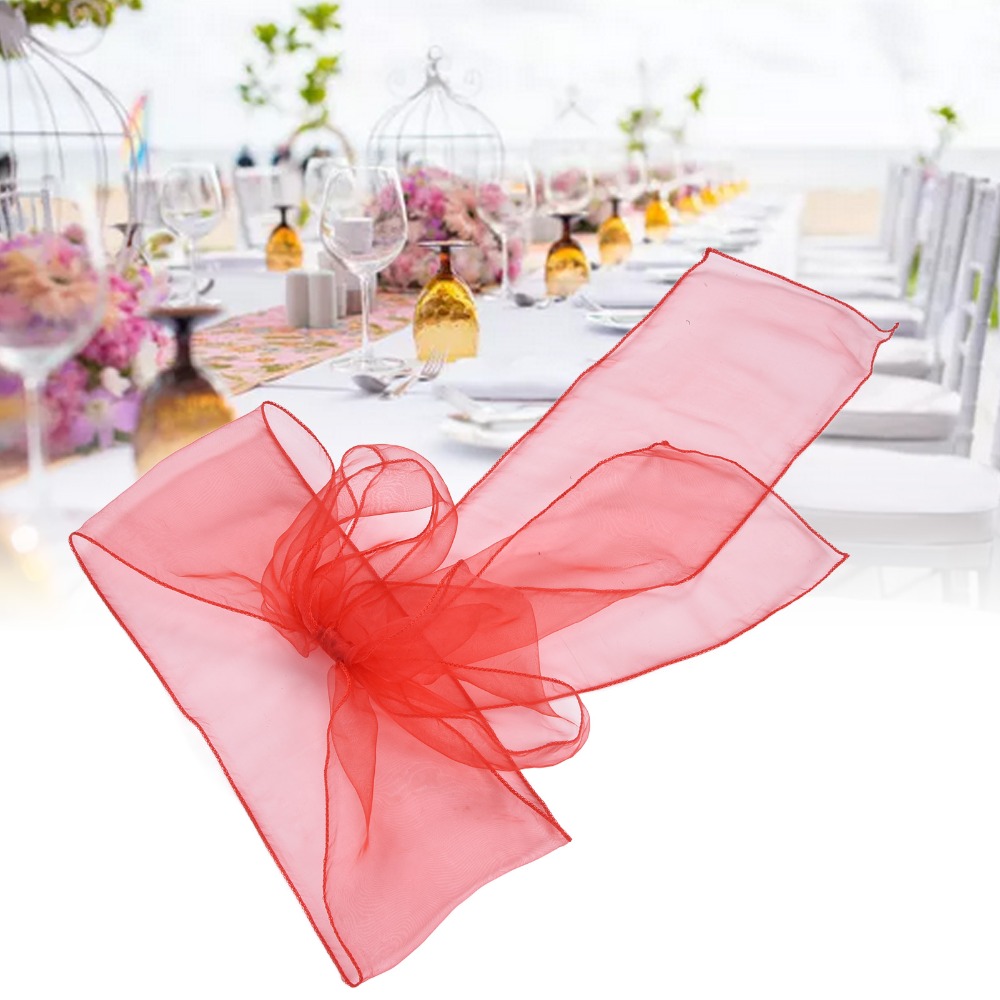 Chair Sash Organza - 10 sztuk niebieskich, czerwonych, żółtych, fioletowych