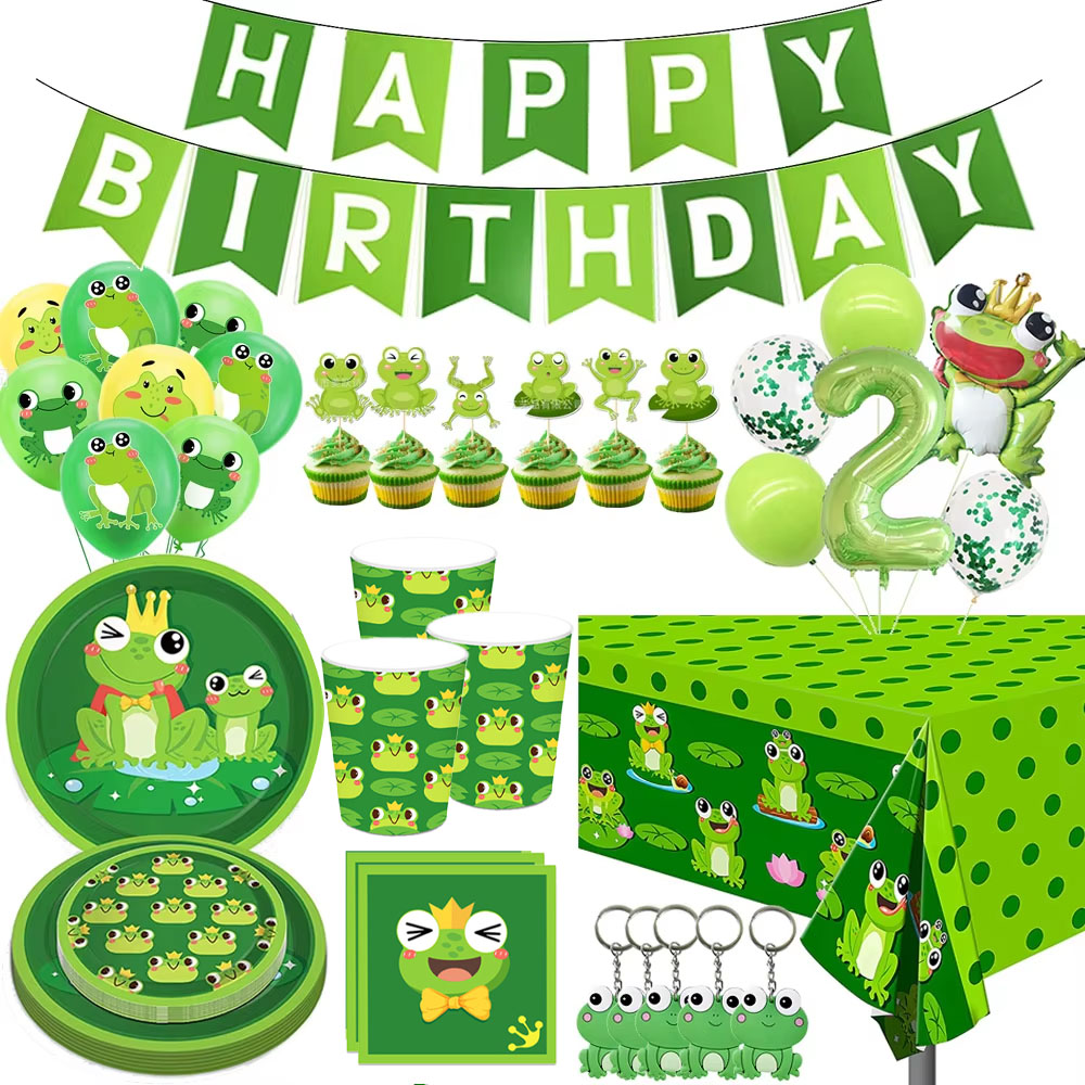 Confetti Balloon Set - Żaba Dekoracje urodzinowe Happy Birthady Baner