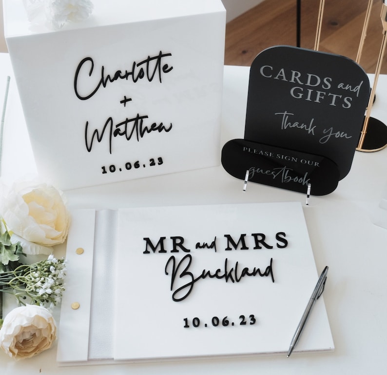 Biała kartonowa skrzynka na śl – Personalized Guest Book recenzja i cena