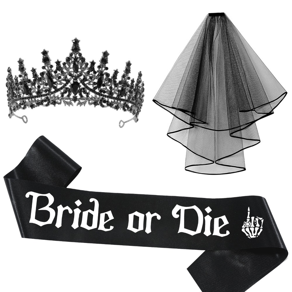 3 szt. Gotyckie czarne akcesor – Bride Tribe Sash recenzja i cena