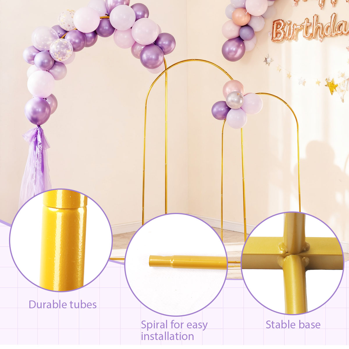 3-pak Złote Metalowe Łuki, Reg – Confetti Balloon Set recenzja i cena